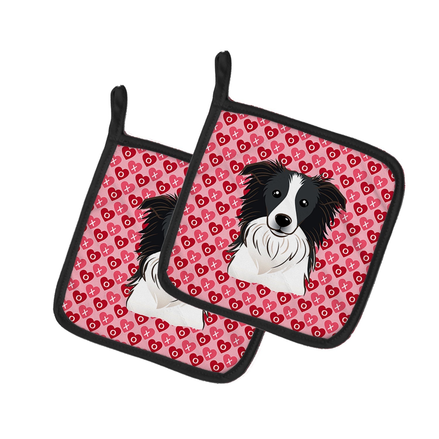Border Collie Hearts Pot Holders - Set of 2 - Heat-Resistant Kitchen Essentials BB5311PTHD
