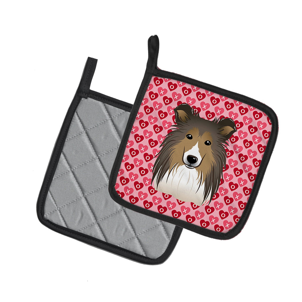 Sheltie Hearts Pot Holders - Set of 2 - Heat-Resistant Kitchen Essentials BB5312PTHD