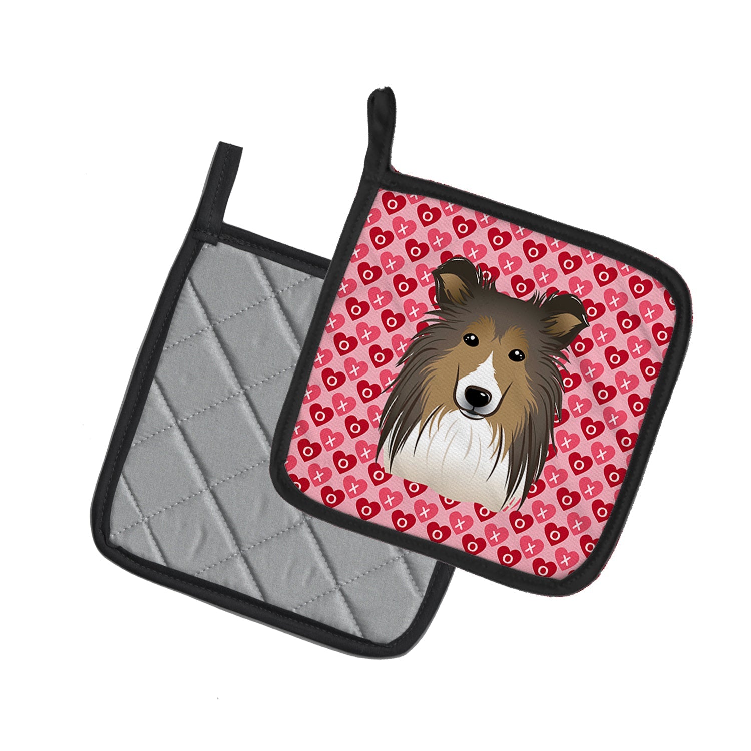 Sheltie Hearts Pot Holders - Set of 2 - Heat-Resistant Kitchen Essentials BB5312PTHD