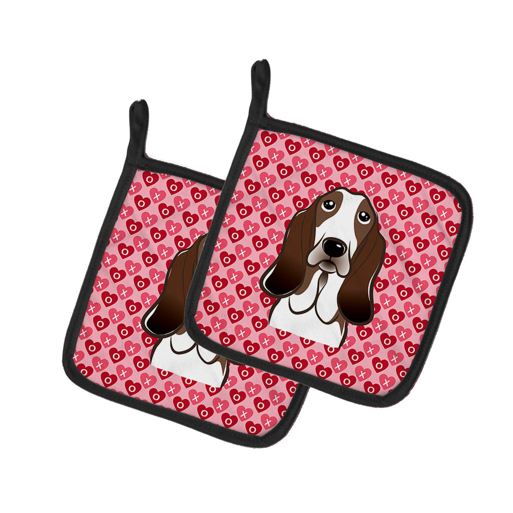 Basset Hound Hearts Pot Holders - Set of 2 - Heat-Resistant Kitchen Essentials BB5313PTHD