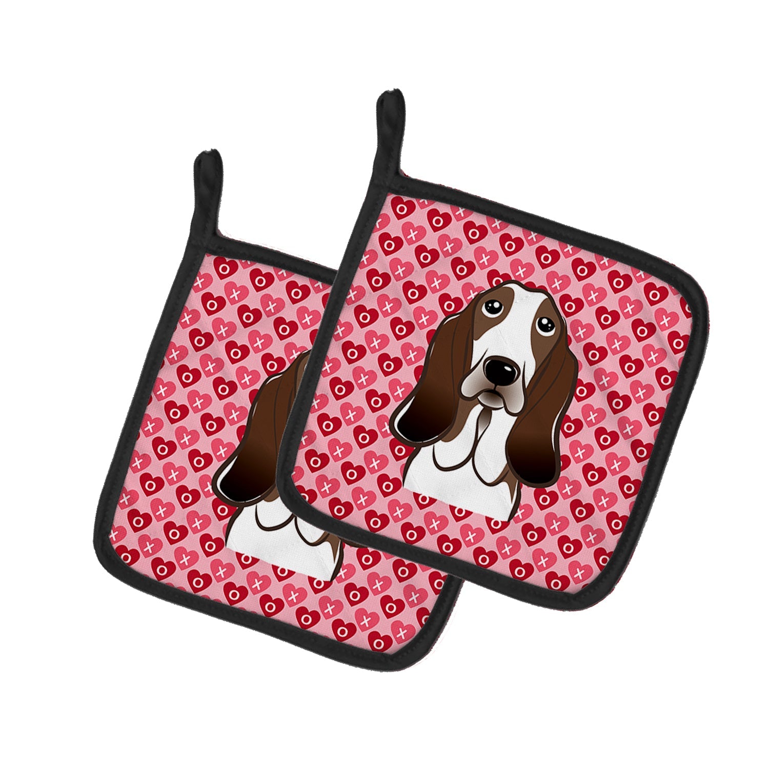 Basset Hound Hearts Pot Holders - Set of 2 - Heat-Resistant Kitchen Essentials BB5313PTHD