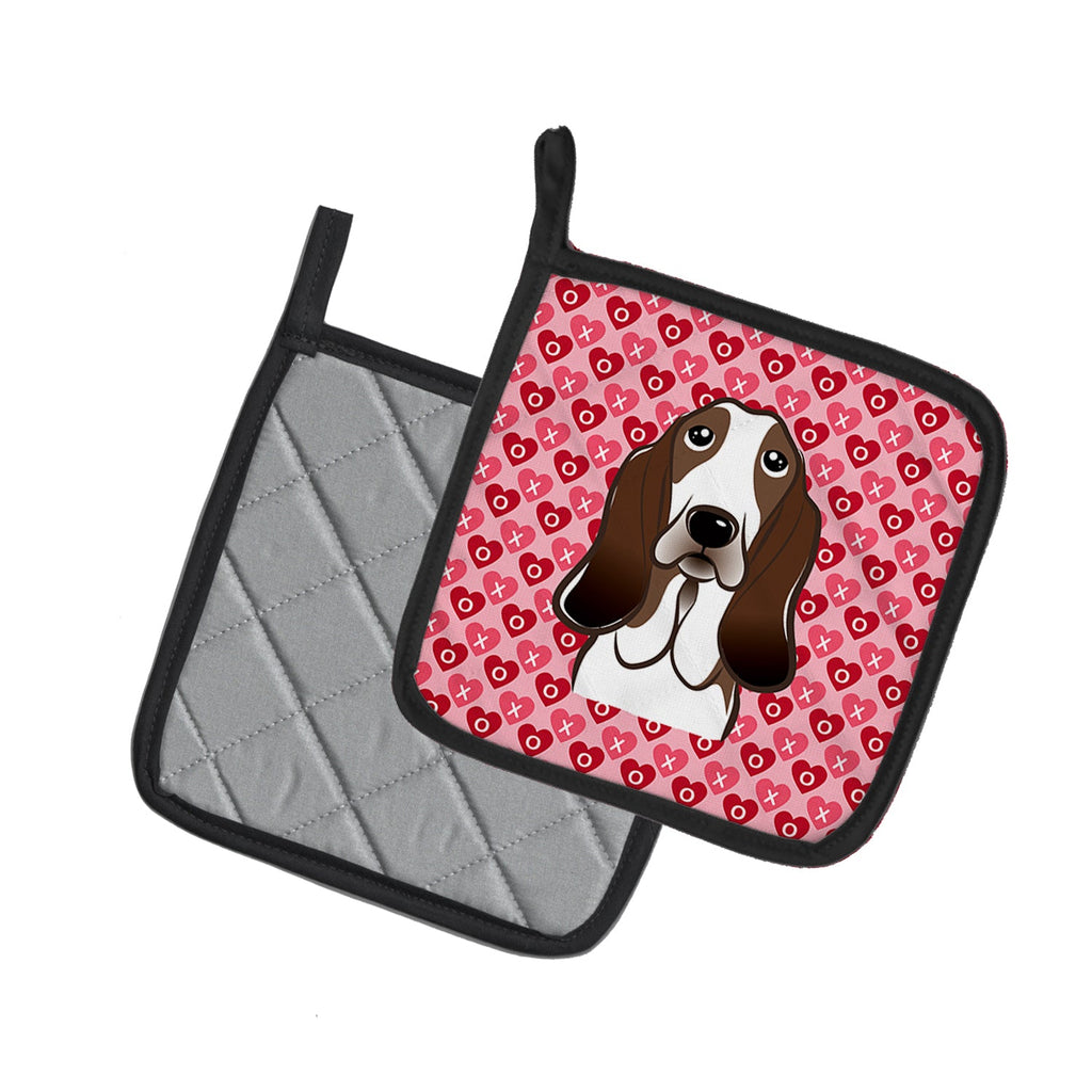 Basset Hound Hearts Pot Holders - Set of 2 - Heat-Resistant Kitchen Essentials BB5313PTHD