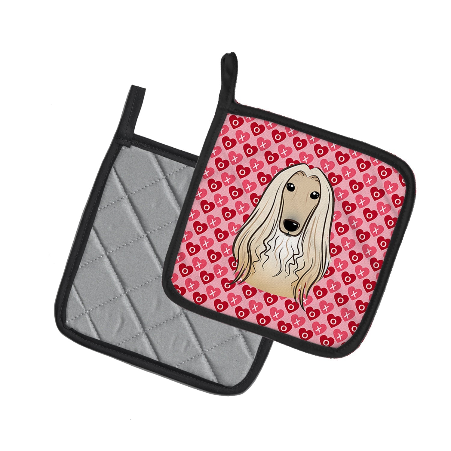 Afghan Hound Hearts Pot Holders - Set of 2 - Heat-Resistant Kitchen Essentials BB5314PTHD