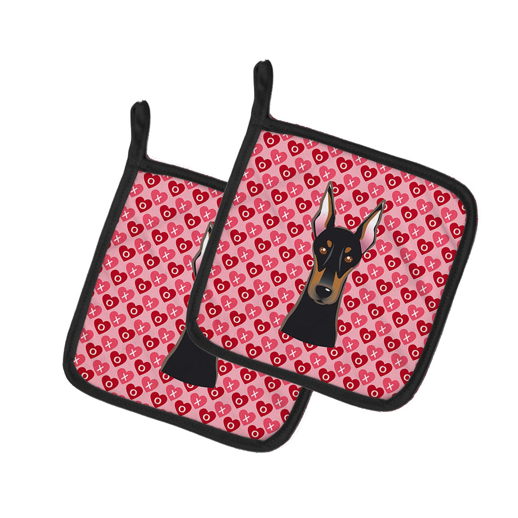 Doberman Pinscher Hearts Pot Holders - Set of 2 - Heat-Resistant Kitchen Essentials BB5315PTHD
