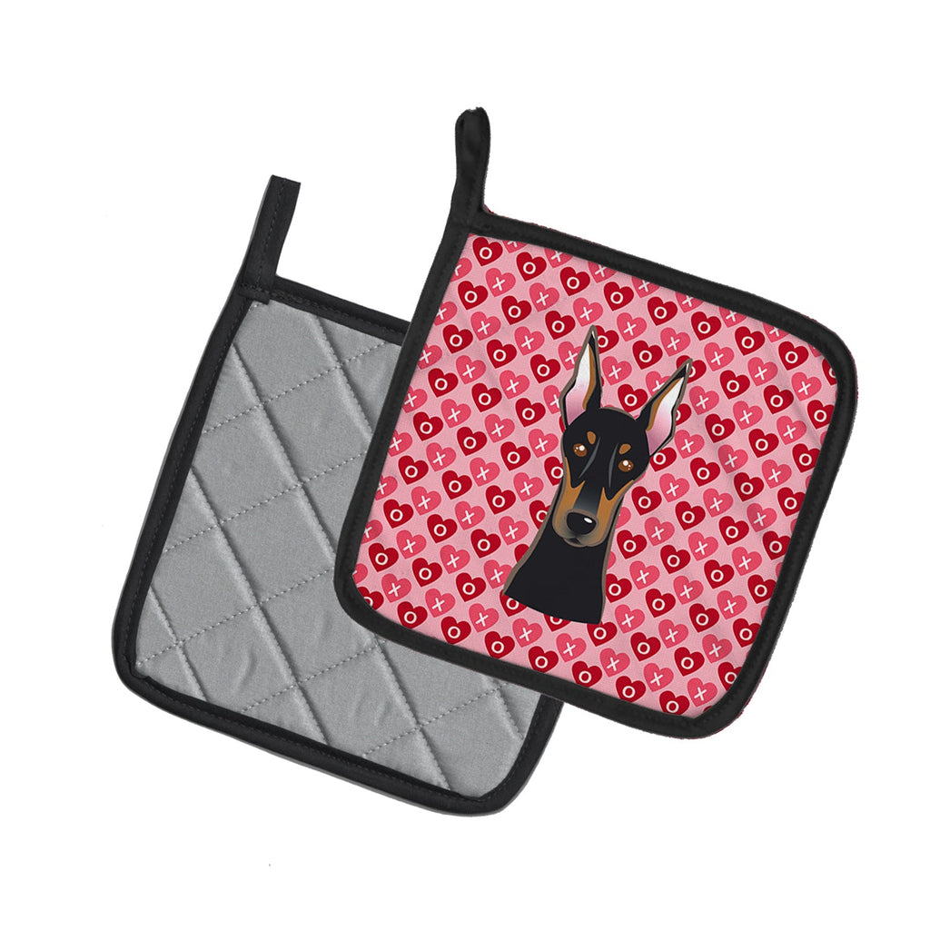 Doberman Pinscher Hearts Pot Holders - Set of 2 - Heat-Resistant Kitchen Essentials BB5315PTHD