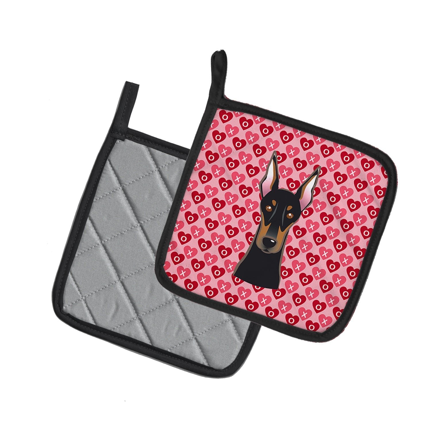 Doberman Pinscher Hearts Pot Holders - Set of 2 - Heat-Resistant Kitchen Essentials BB5315PTHD