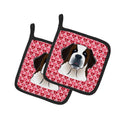Saint Bernard Hearts Pot Holders - Set of 2 - Heat-Resistant Kitchen Essentials BB5316PTHD