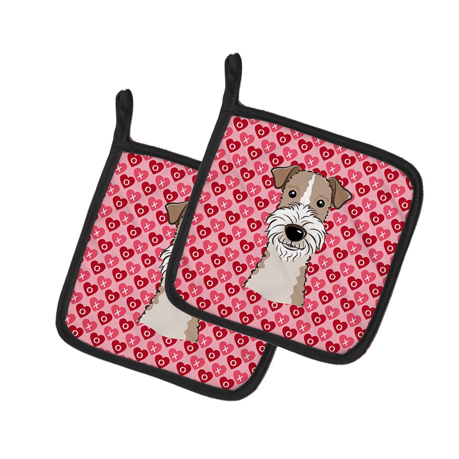 Wire Haired Fox Terrier Hearts Pot Holders - Set of 2 - Heat-Resistant Kitchen Essentials BB5317PTHD