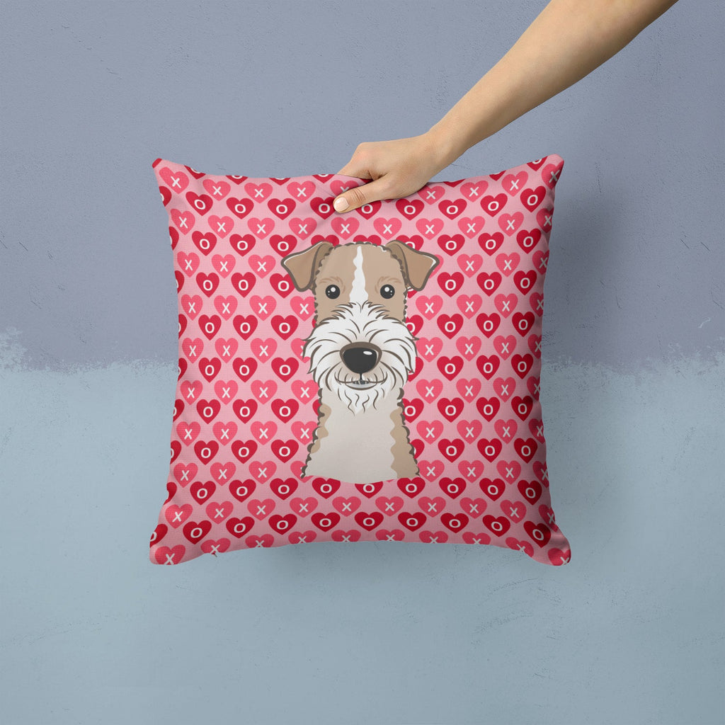 Wire Haired Fox Terrier Hearts Throw Pillow - 14x14 Decorative Pillow – Art for Your Home & Patio BB5317PW1414