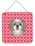 Gray Silver Shih Tzu Hearts Wall or Door Hanging Prints BB5320DS66