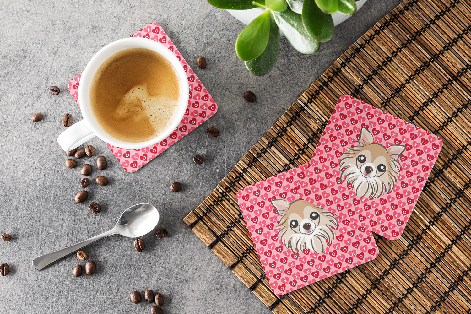 Chihuahua Hearts Foam Coaster  BB5321FC