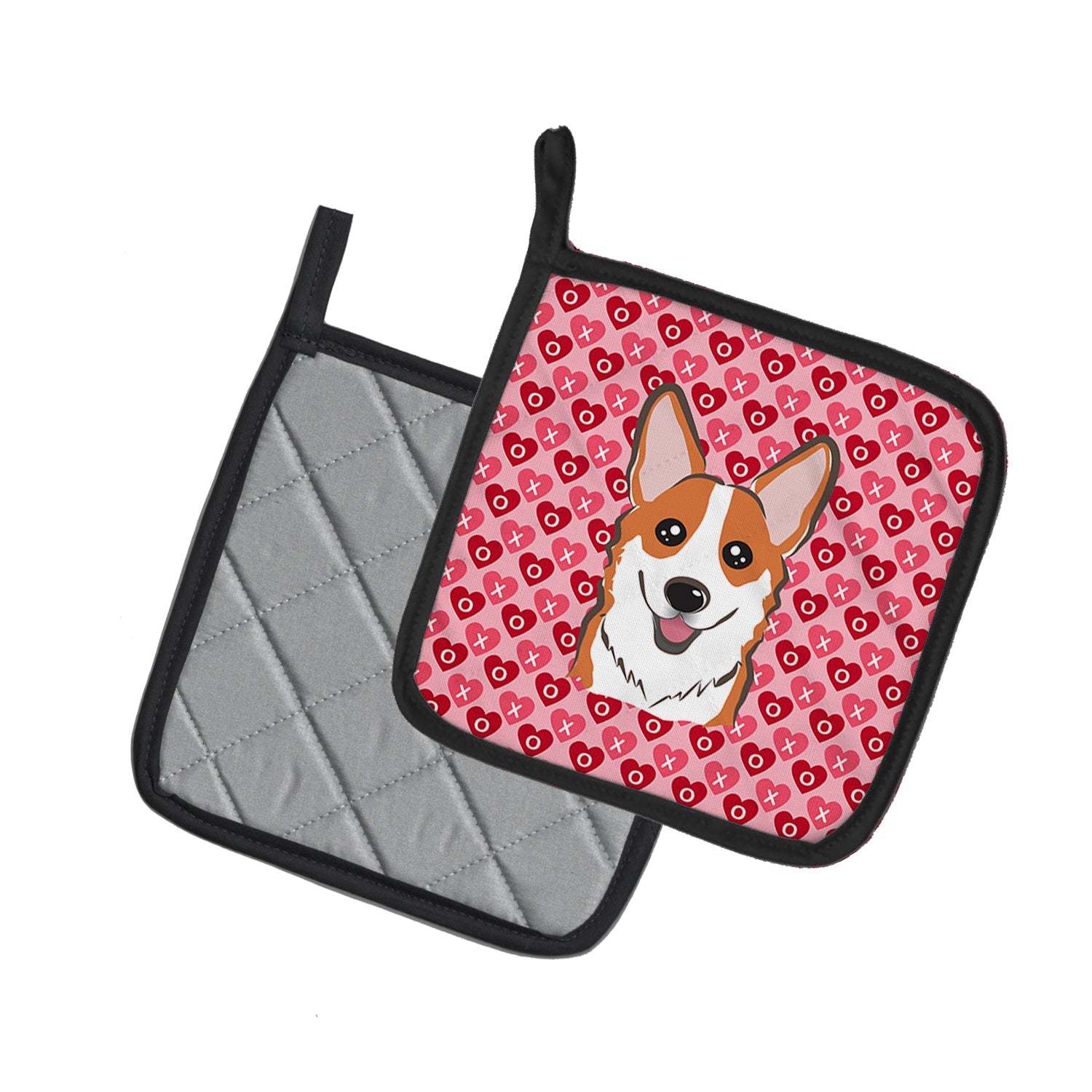 Red Corgi Hearts Pot Holders - Set of 2 - Heat-Resistant Kitchen Essentials BB5324PTHD
