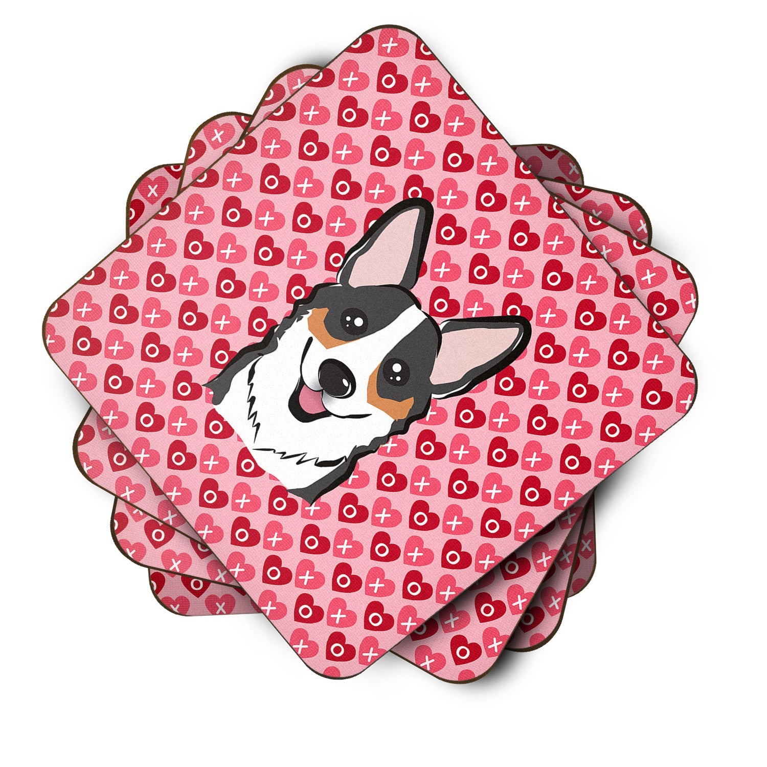Tricolor Corgi Foam Coasters Set of 4 Cup Coasters for Indoor Outdoor, Tabletop Protection, Anti Slip, Mouse pad Material