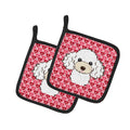 White Poodle Hearts Pot Holders - Set of 2 - Heat-Resistant Kitchen Essentials BB5327PTHD
