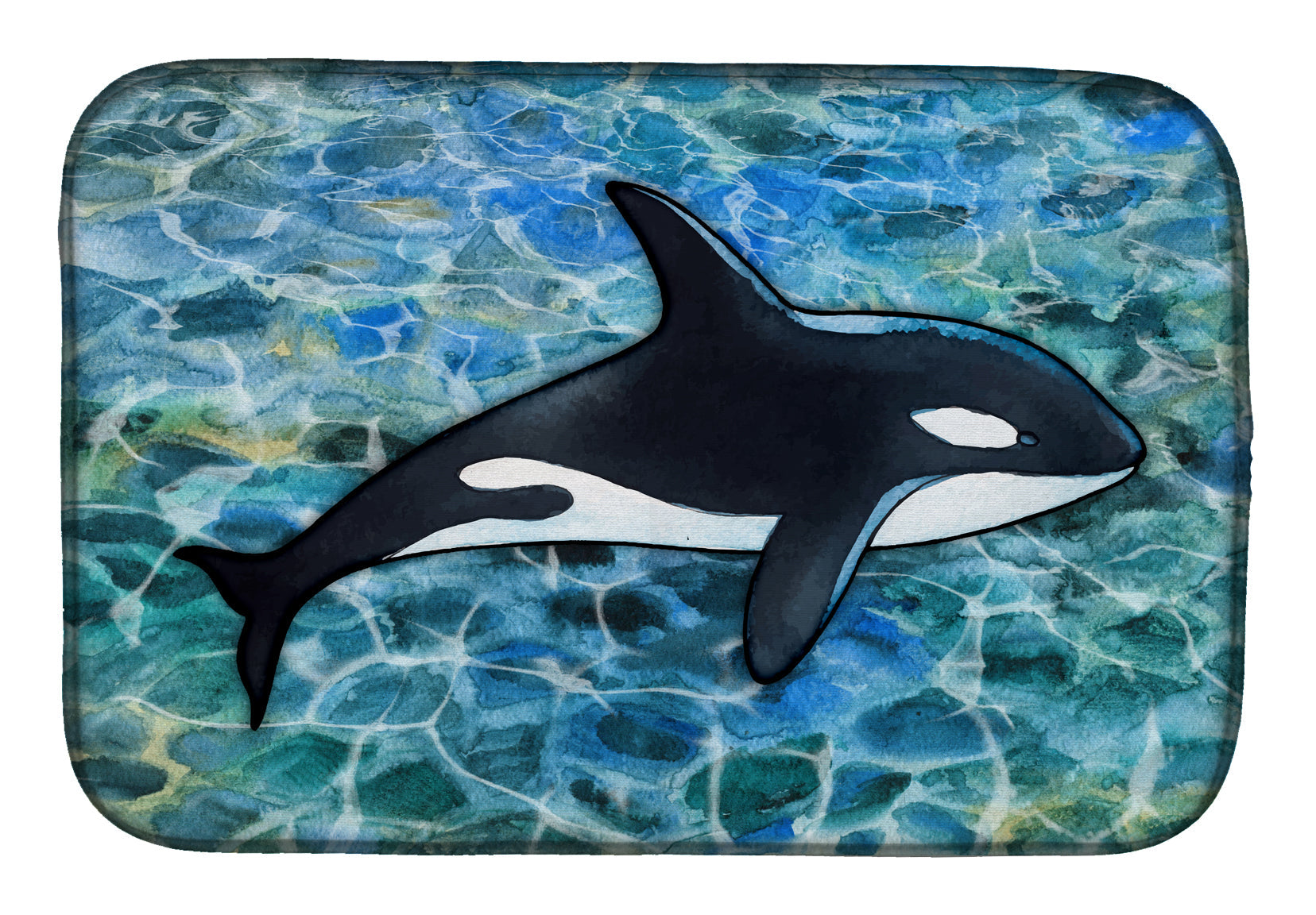 Killer Whale Orca Dish Drying Mat Absorbent Dish Drying Mat Pad for Kitchen Counter Dish Drainer Mat for Countertop, 14 x 21", Multicolor
