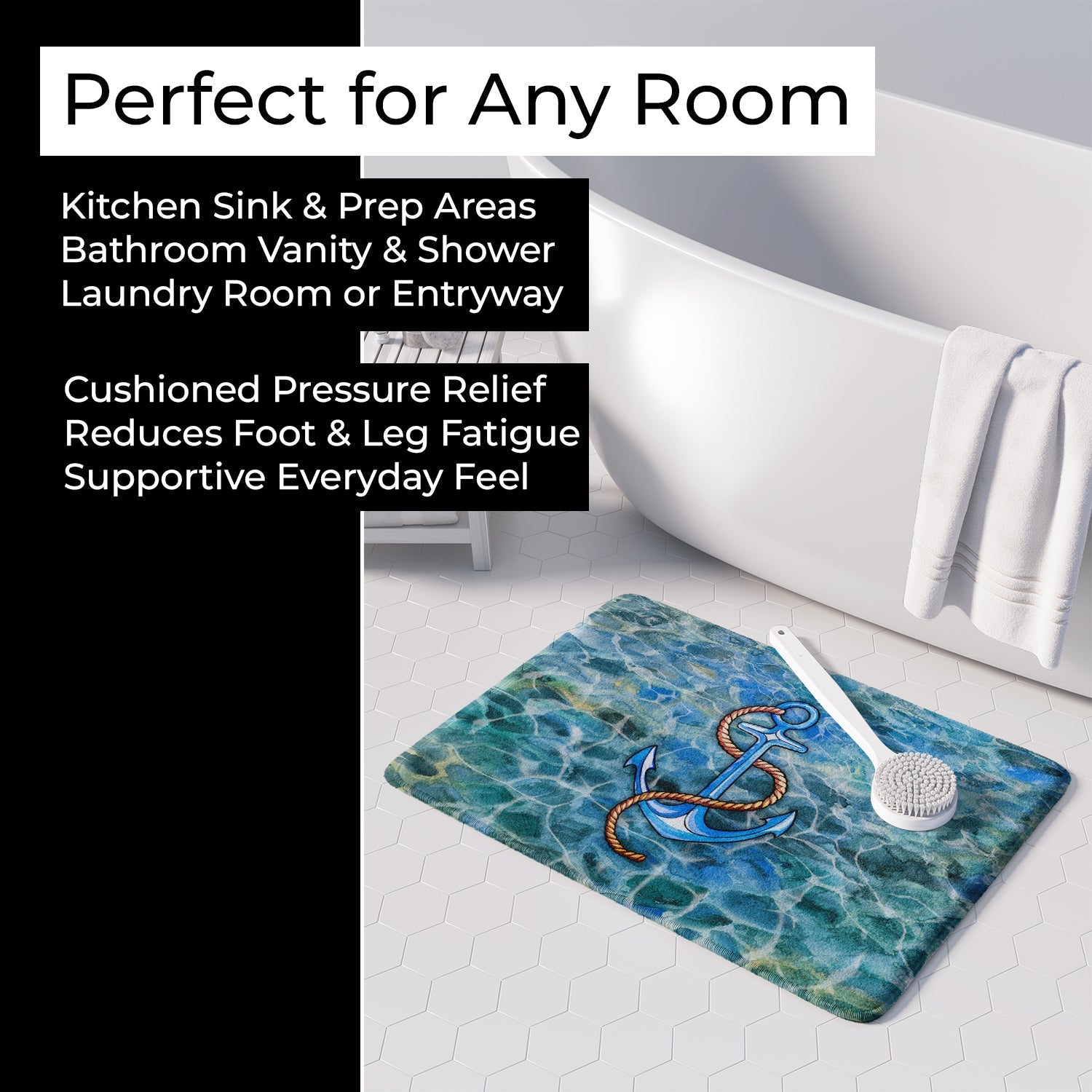 Anchor Memory Foam Kitchen Mat Machine Washable Anti-Fatigue Cushion Comfort Bath or Kitchen Rug