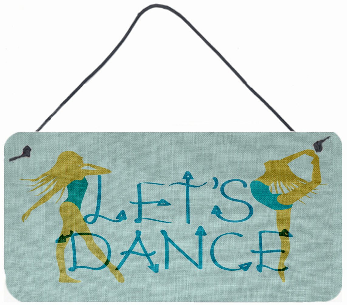 Let's Dance Linen Teal Wall or Door Hanging Prints Aluminum Metal Sign Kitchen Wall Bar Bathroom Plaque Home Decor, 8HX12W, Multicolor
