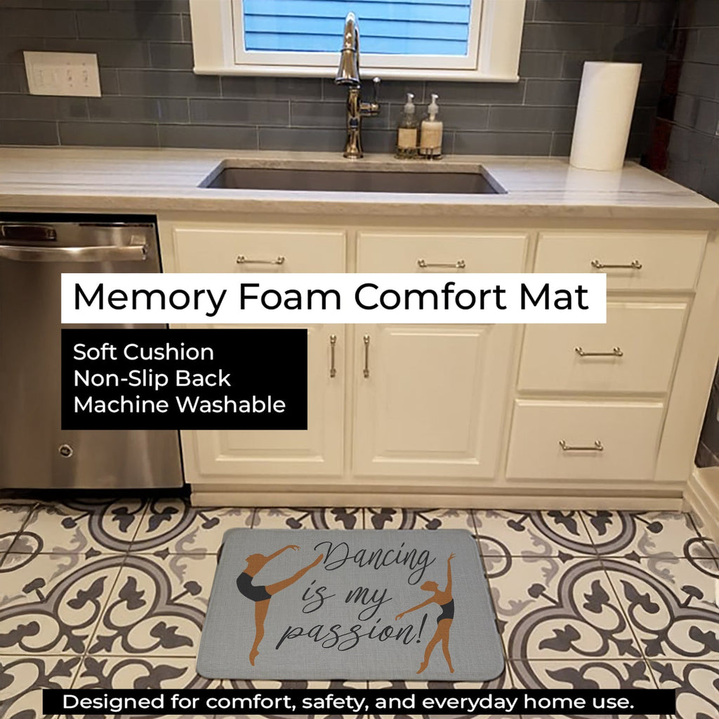 Dancing is My Passion Memory Foam Kitchen Mat Machine Washable Anti-Fatigue Cushion Comfort Bath or Kitchen Rug