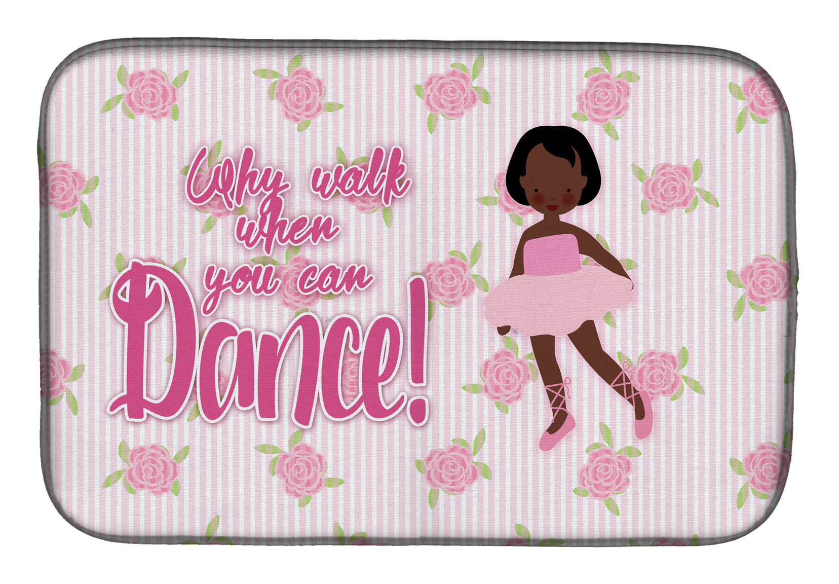 Ballet African American Short Hair Dish Drying Mat Absorbent Dish Drying Mat Pad for Kitchen Counter Dish Drainer Mat for Countertop, 14 x 21", Multicolor