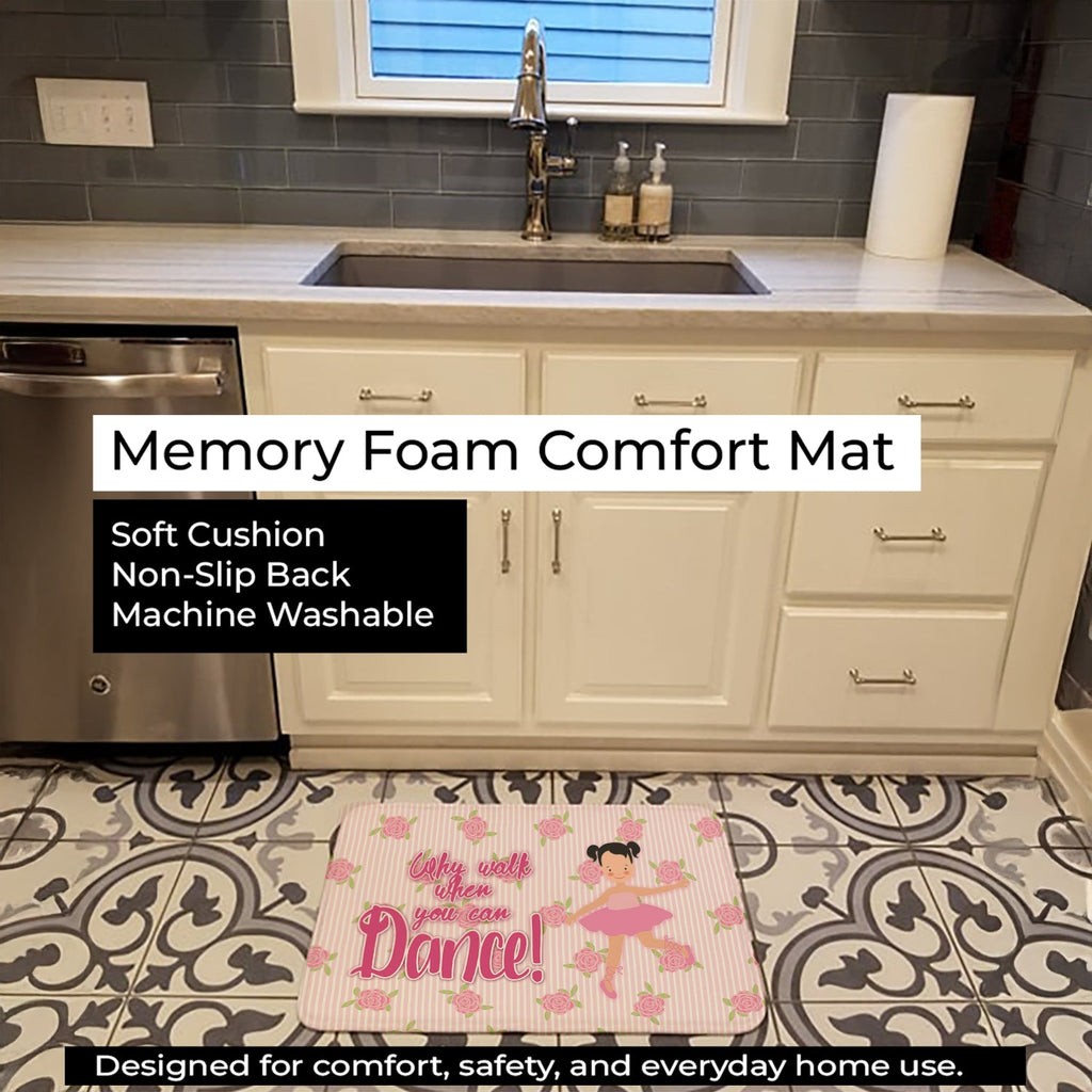 Ballet Pigtails Memory Foam Kitchen Mat Machine Washable Anti-Fatigue Cushion Comfort Bath or Kitchen Rug