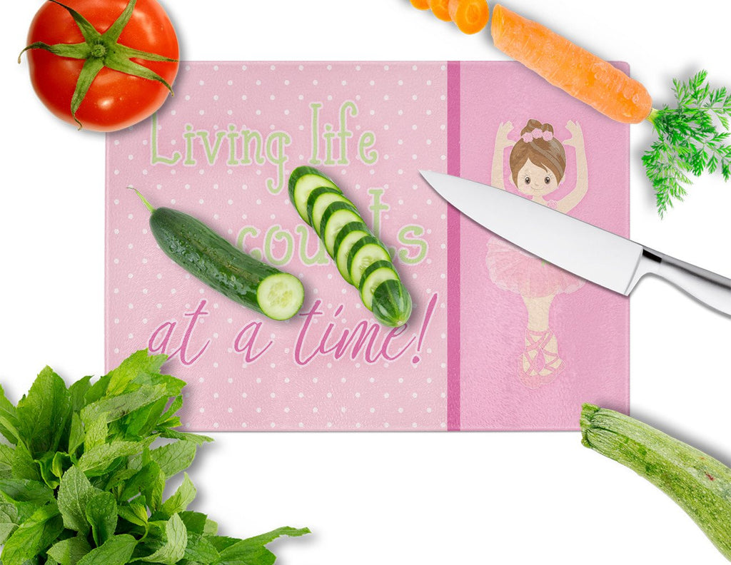 Ballet in 8 Counts Brunette Cutting Board Tempered Glass Kitchen Cutting Surface, Heat Resistant Chopping, Non-Slip Feet, Food Prep & Serving