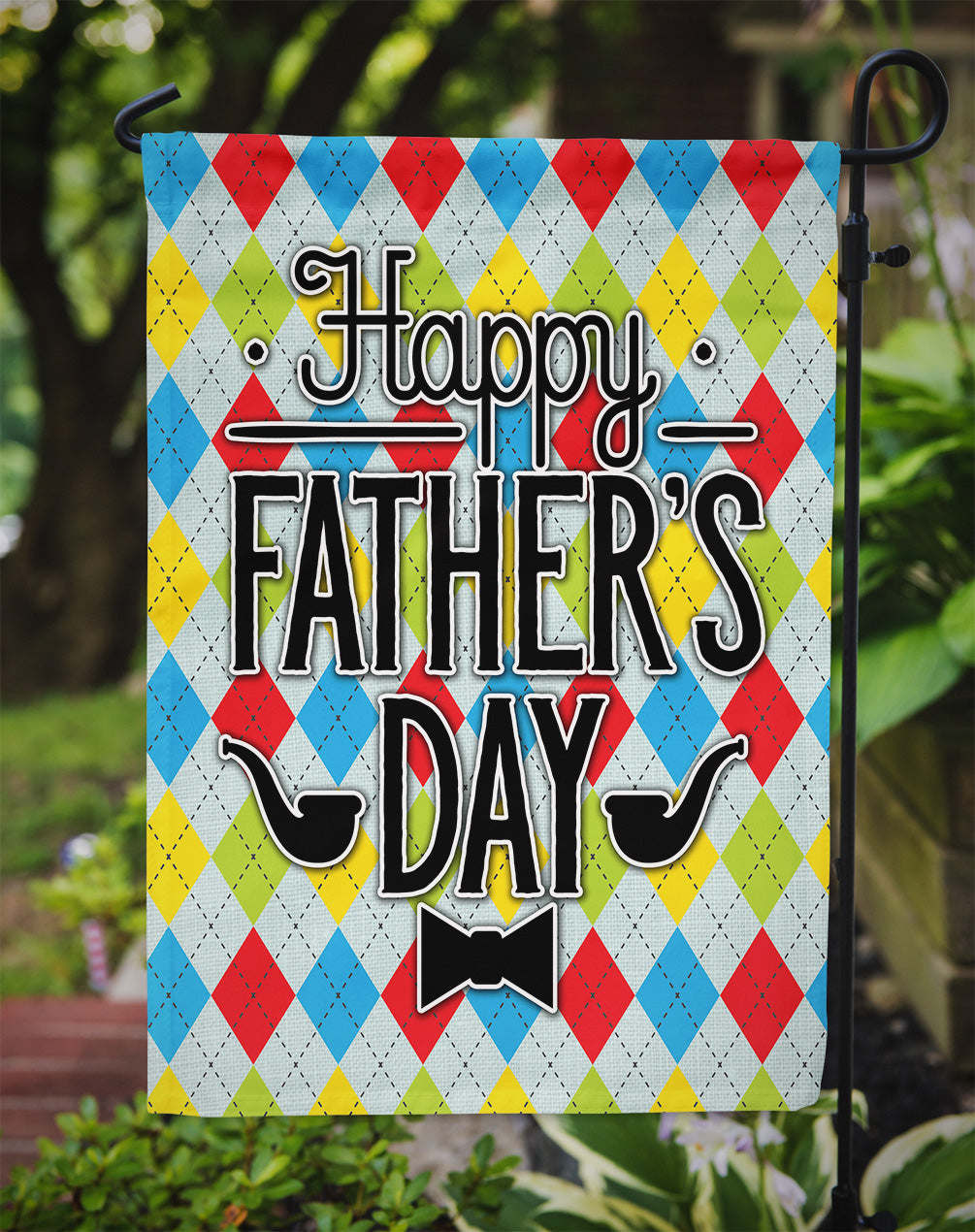 Happy Father's Day Argyle Garden Flag Mailbox Decorative Yard Banner Outside Patio Artwork for Flower Beds, Garden Size, Multicolor