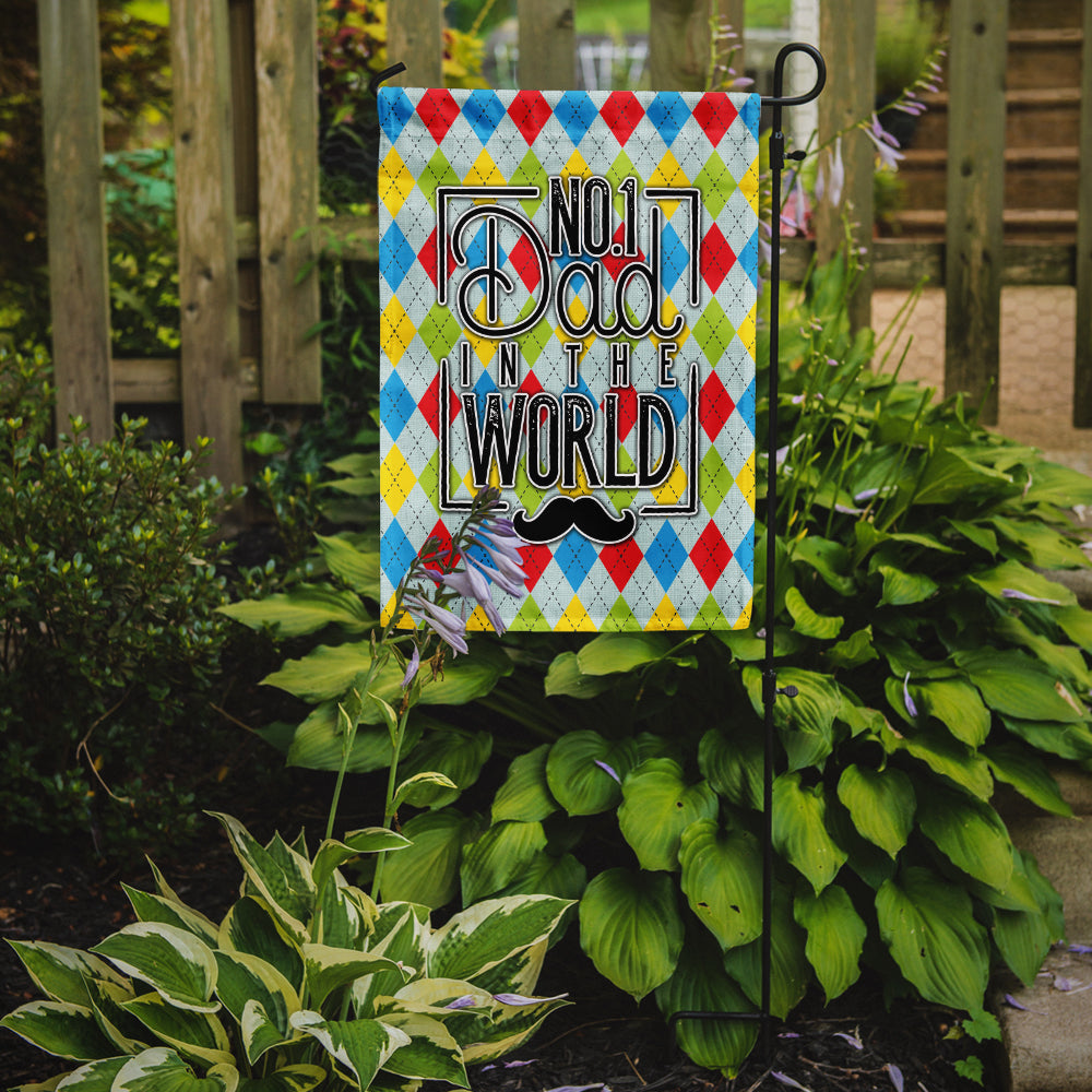 No 1 Dad in the World Argyle Garden Flag Mailbox Decorative Yard Banner Outside Patio Artwork for Flower Beds, Garden Size, Multicolor
