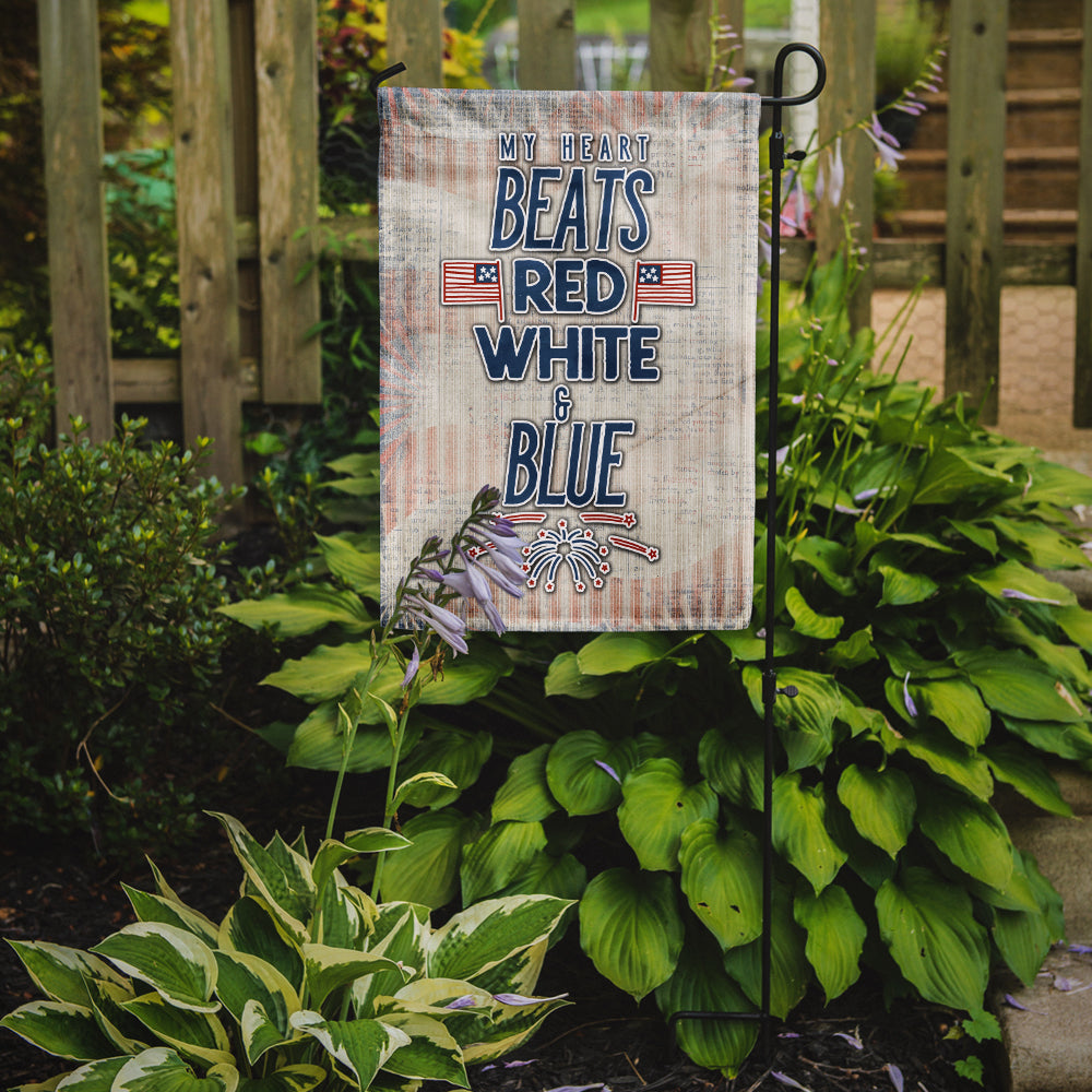 My Heart Beats Red White and Blue Garden Flag Mailbox Decorative Yard Banner Outside Patio Artwork for Flower Beds, Garden Size, Multicolor