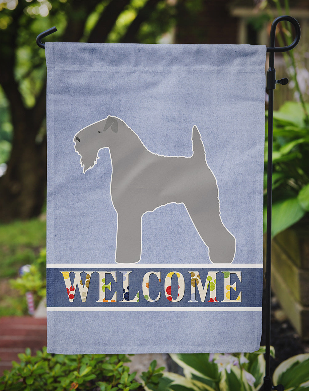 Kerry Blue Terrier Welcome Garden Flag Mailbox Decorative Yard Banner Outside Patio Artwork for Flower Beds, Garden Size, Multicolor