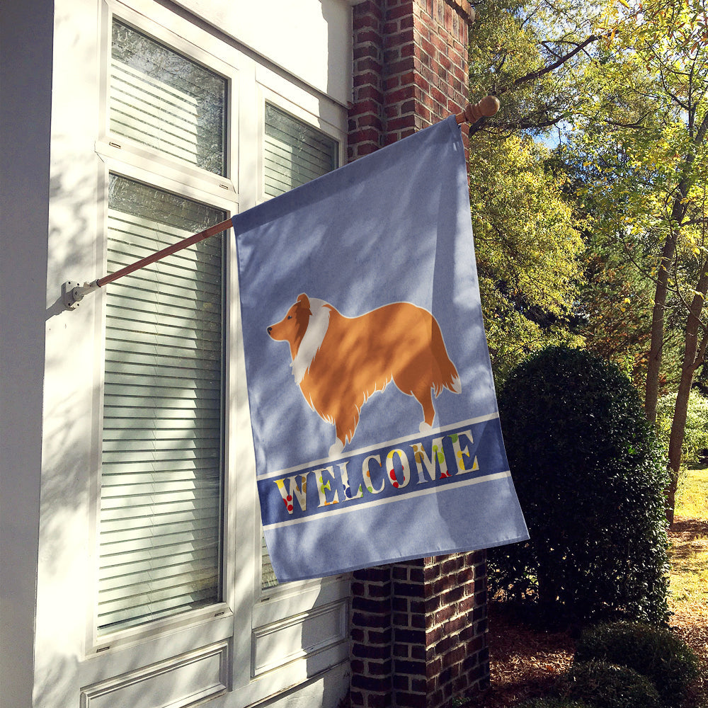 Collie Welcome House Flag 28x40 Porch Sleeve Pole Decorative Outside Yard Banner Artwork Wall Hanging, Polyester