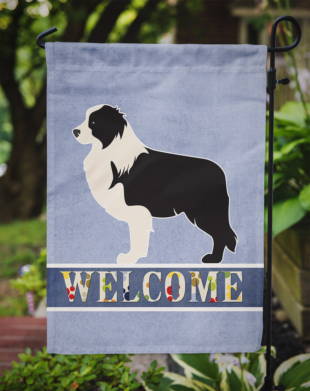 Black Border Collie Welcome Garden Flag Mailbox Decorative Yard Banner Outside Patio Artwork for Flower Beds, Garden Size, Multicolor