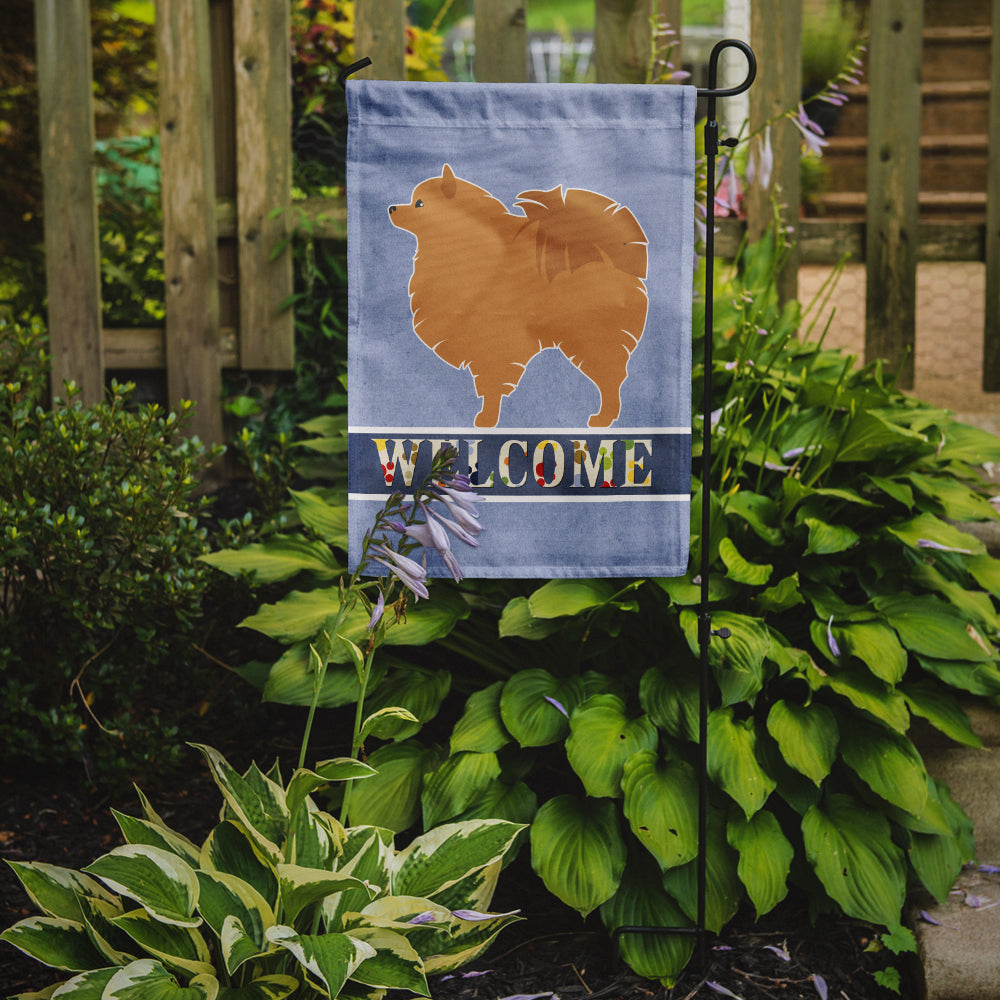 Pomeranian Welcome Garden Flag Mailbox Decorative Yard Banner Outside Patio Artwork for Flower Beds, Garden Size, Multicolor