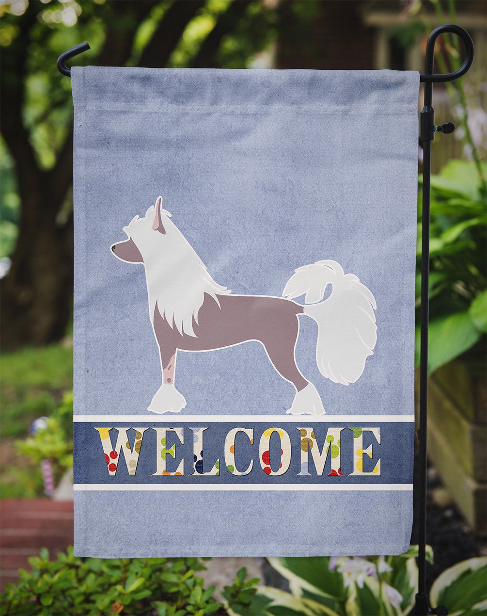 Chinese Crested Welcome Garden Flag Mailbox Decorative Yard Banner Outside Patio Artwork for Flower Beds, Garden Size, Multicolor