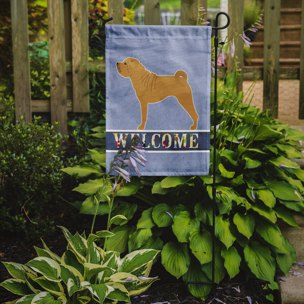 Shar Pei Merry Welcome Garden Flag Mailbox Decorative Yard Banner Outside Patio Artwork for Flower Beds, Garden Size, Multicolor
