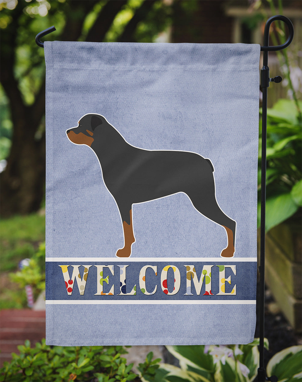 Rottweiler Welcome Garden Flag Mailbox Decorative Yard Banner Outside Patio Artwork for Flower Beds, Garden Size, Multicolor