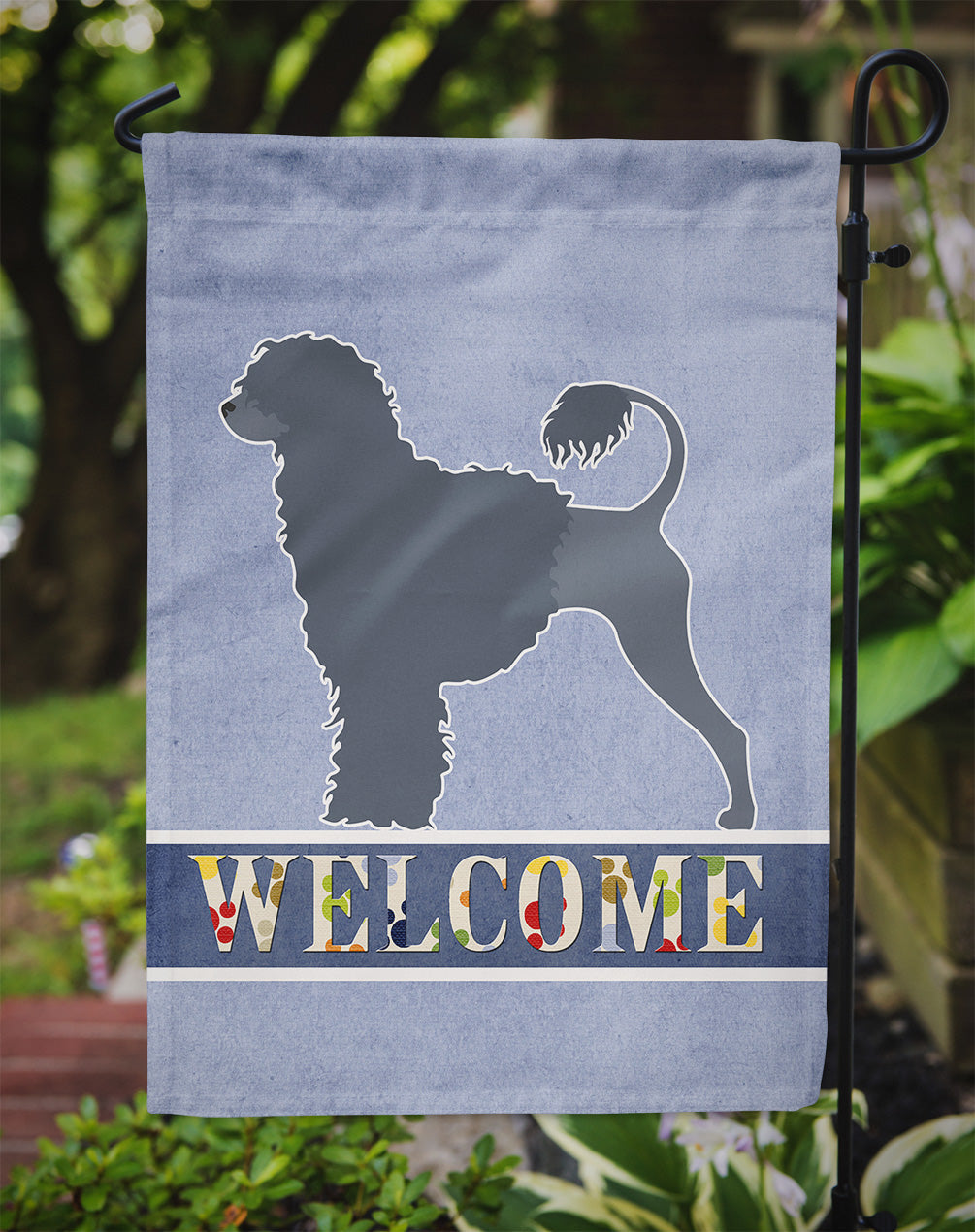 Portuguese Water Dog Welcome Garden Flag Mailbox Decorative Yard Banner Outside Patio Artwork for Flower Beds, Garden Size, Multicolor