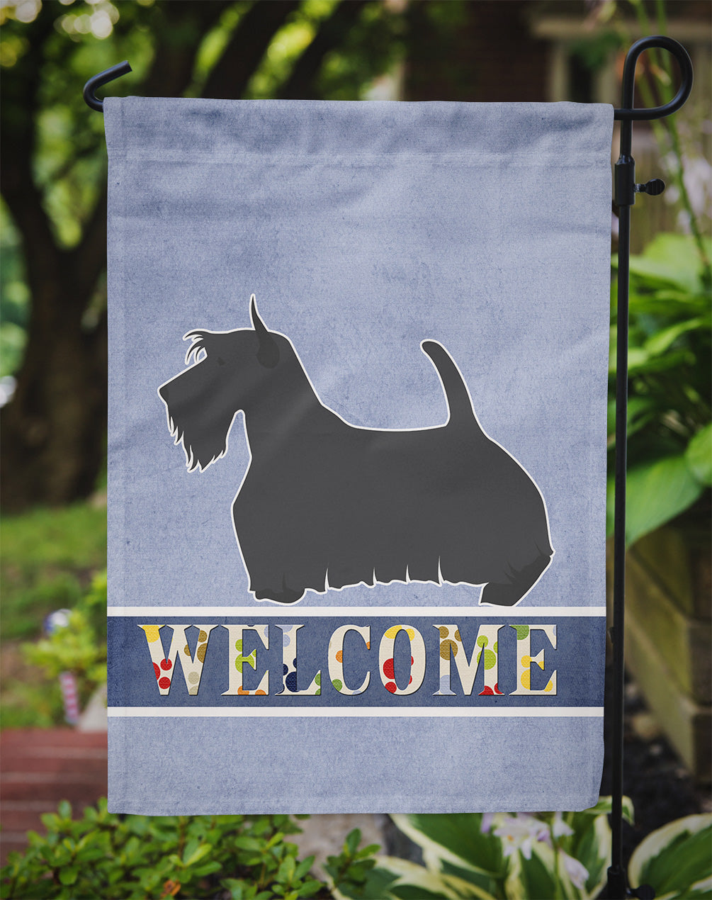 Scottish Terrier Welcome Garden Flag Mailbox Decorative Yard Banner Outside Patio Artwork for Flower Beds, Garden Size, Multicolor