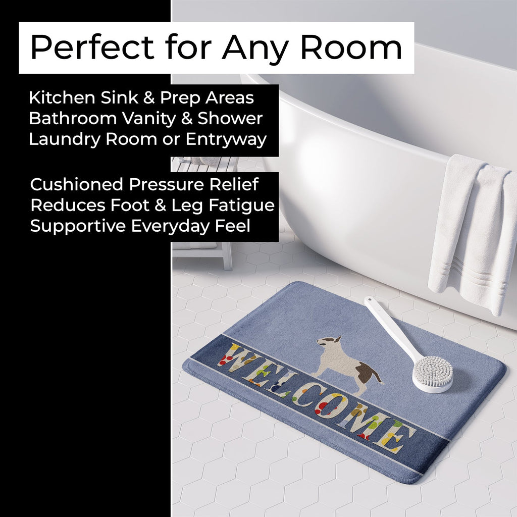 Bull Terrier Welcome Memory Foam Kitchen Mat Machine Washable Anti-Fatigue Cushion Comfort Bath or Kitchen Rug