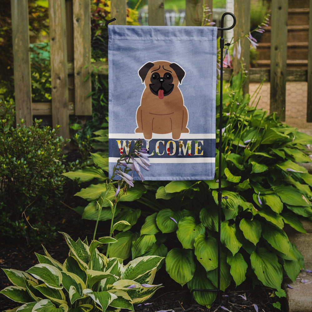 Pug Brown Welcome Garden Flag Mailbox Decorative Yard Banner Outside Patio Artwork for Flower Beds, Garden Size, Multicolor