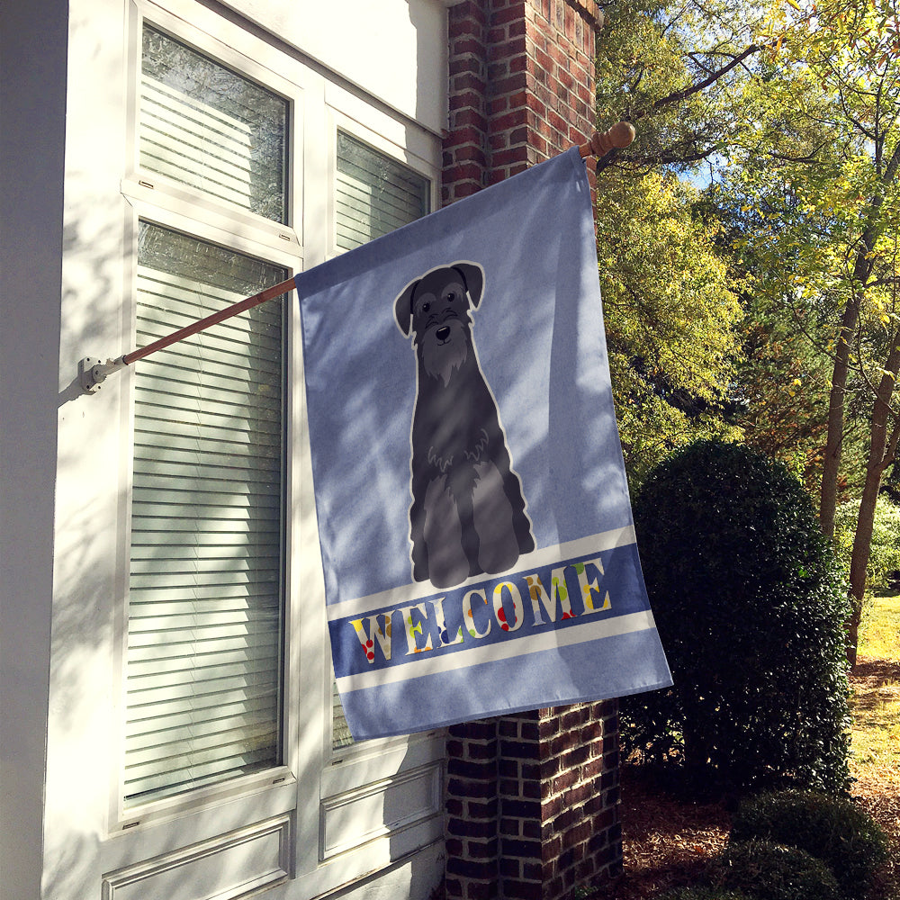 Standard Schnauzer Black Welcome House Flag 28x40 Porch Sleeve Pole Decorative Outside Yard Banner Artwork Wall Hanging, Polyester