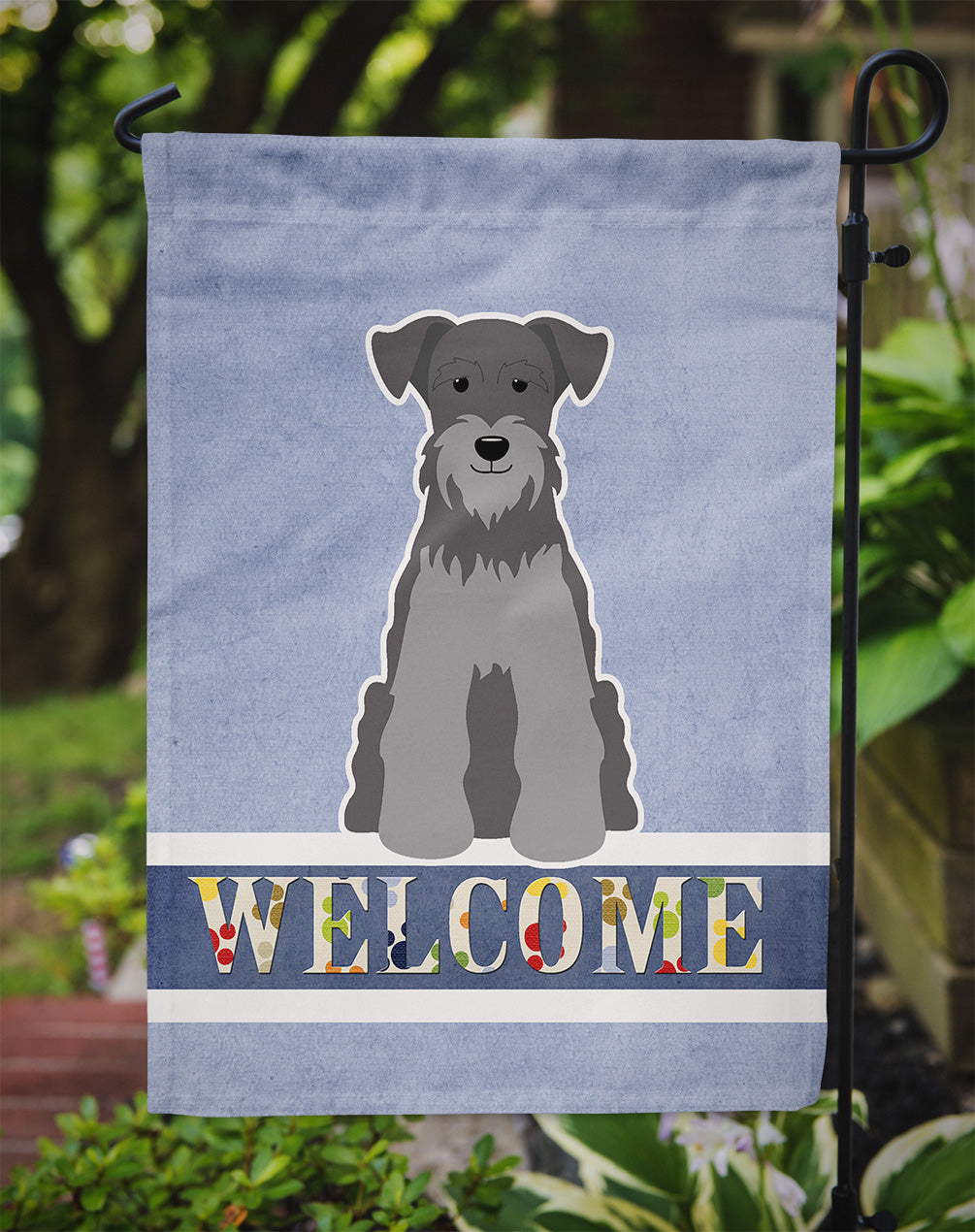 Miniature Schnauzer Black Silver Welcome Garden Flag Mailbox Decorative Yard Banner Outside Patio Artwork for Flower Beds, Garden Size, Multicolor