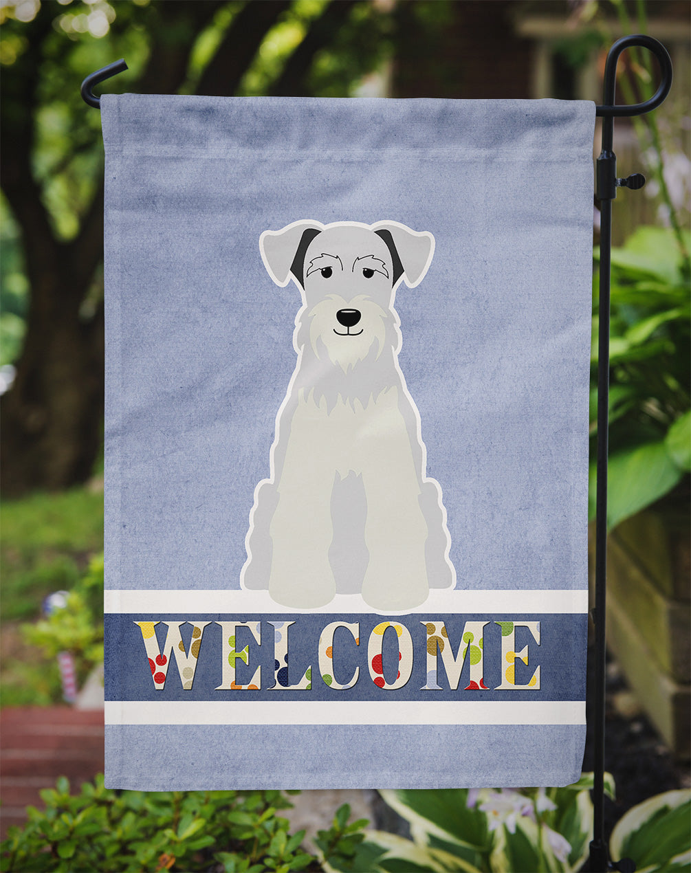Miniature Schnauzer White Welcome Garden Flag Mailbox Decorative Yard Banner Outside Patio Artwork for Flower Beds, Garden Size, Multicolor