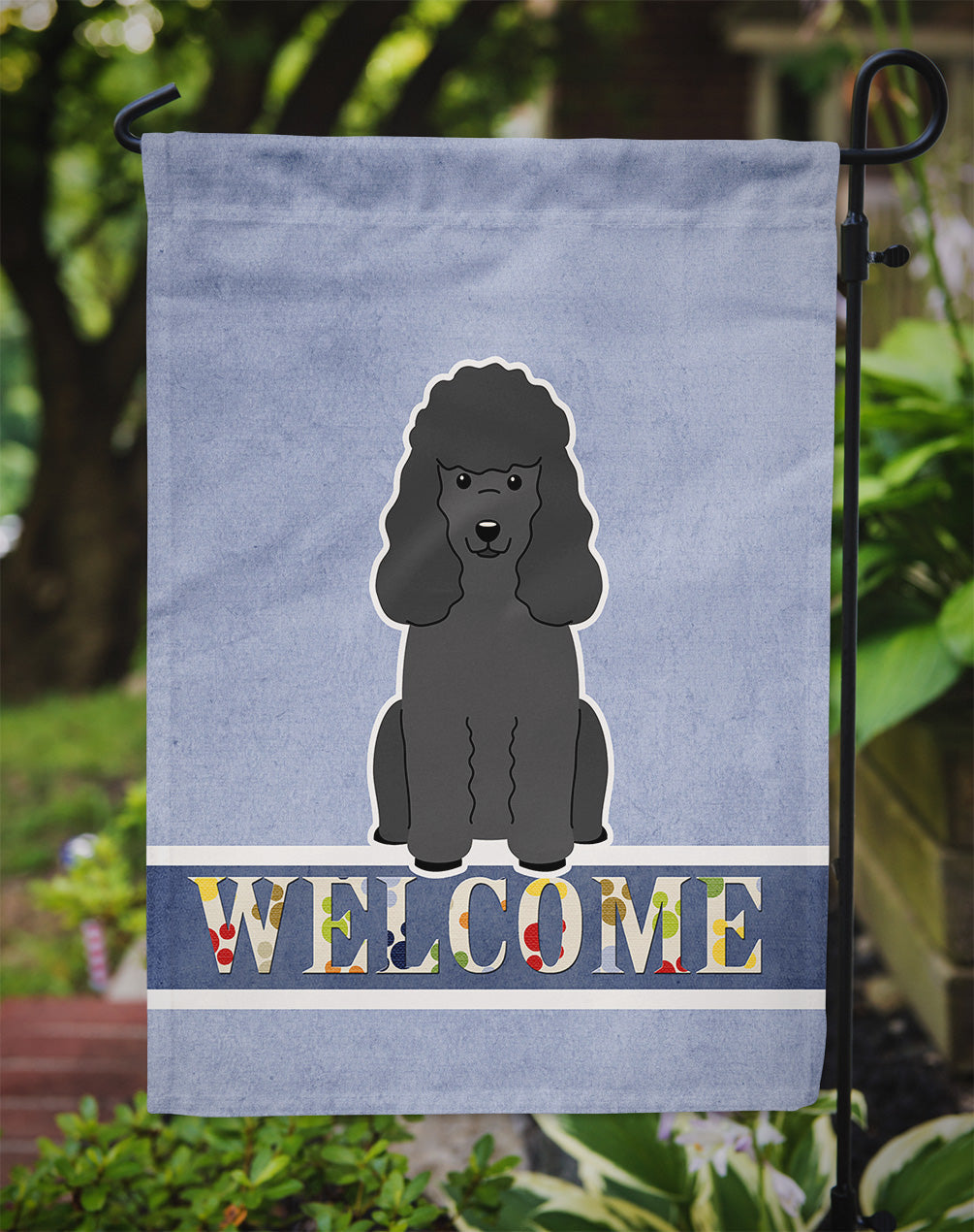Poodle Black Welcome Garden Flag Mailbox Decorative Yard Banner Outside Patio Artwork for Flower Beds, Garden Size, Multicolor