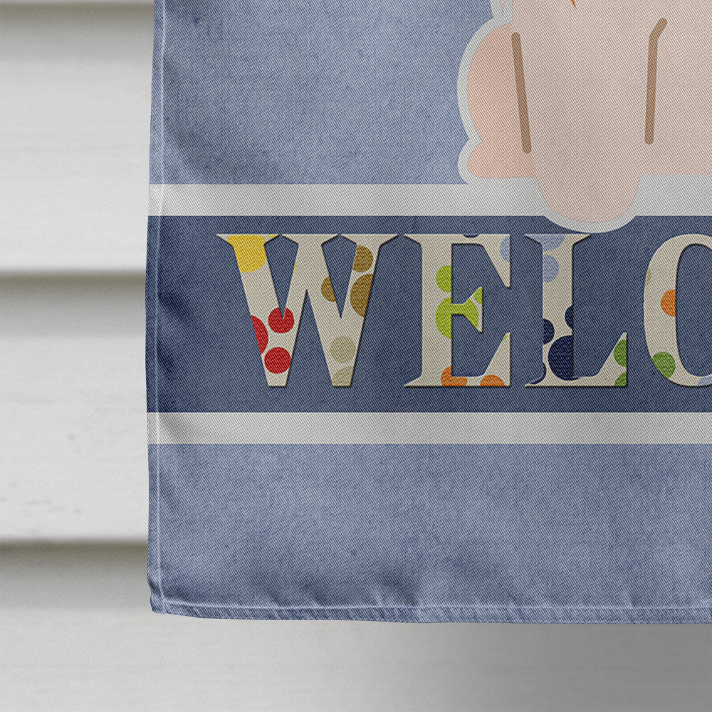 Pekingese Red White Welcome House Flag 28x40 Porch Sleeve Pole Decorative Outside Yard Banner Artwork Wall Hanging, Polyester