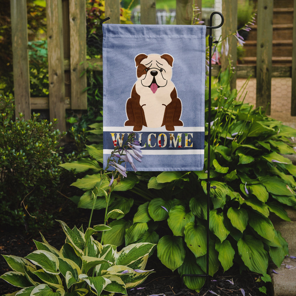 English Bulldog Brindle White Welcome Garden Flag Mailbox Decorative Yard Banner Outside Patio Artwork for Flower Beds, Garden Size, Multicolor