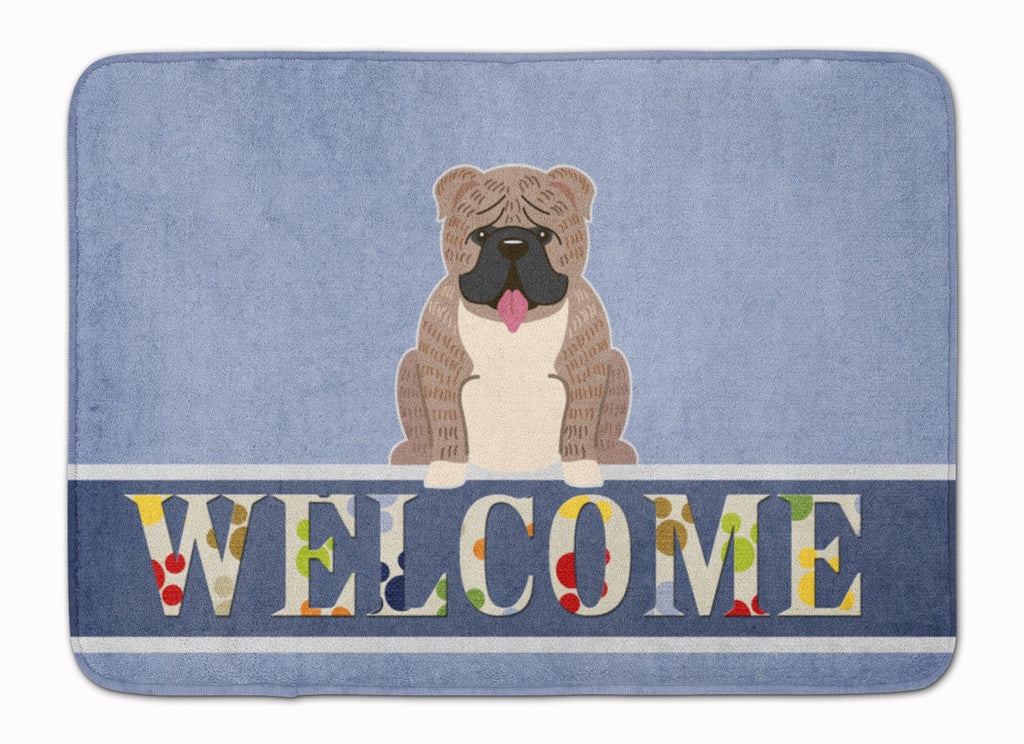 English Bulldog Grey Brindle Welcome Memory Foam Kitchen Mat Machine Washable Anti-Fatigue Cushion Comfort Bath or Kitchen Rug