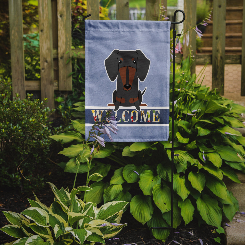 Dachshund Black Tan Welcome Garden Flag Mailbox Decorative Yard Banner Outside Patio Artwork for Flower Beds, Garden Size, Multicolor