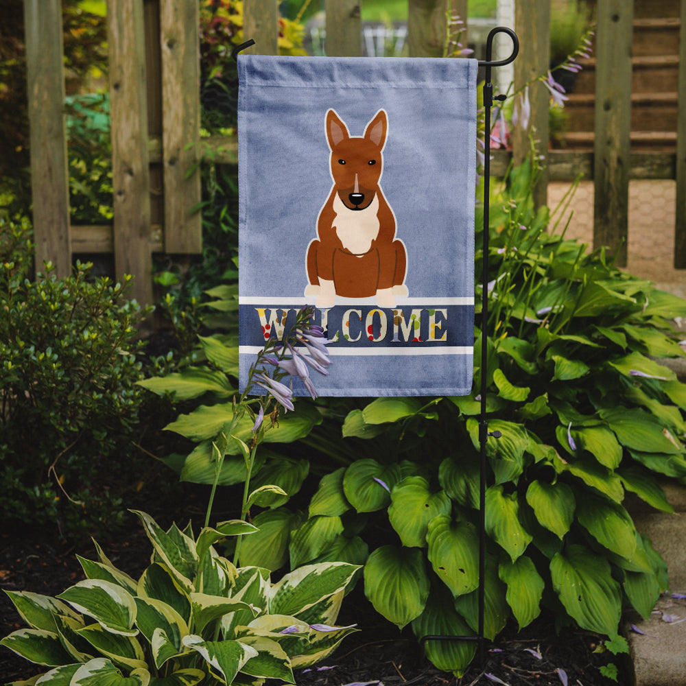 Bull Terrier Red Welcome Garden Flag Mailbox Decorative Yard Banner Outside Patio Artwork for Flower Beds, Garden Size, Multicolor