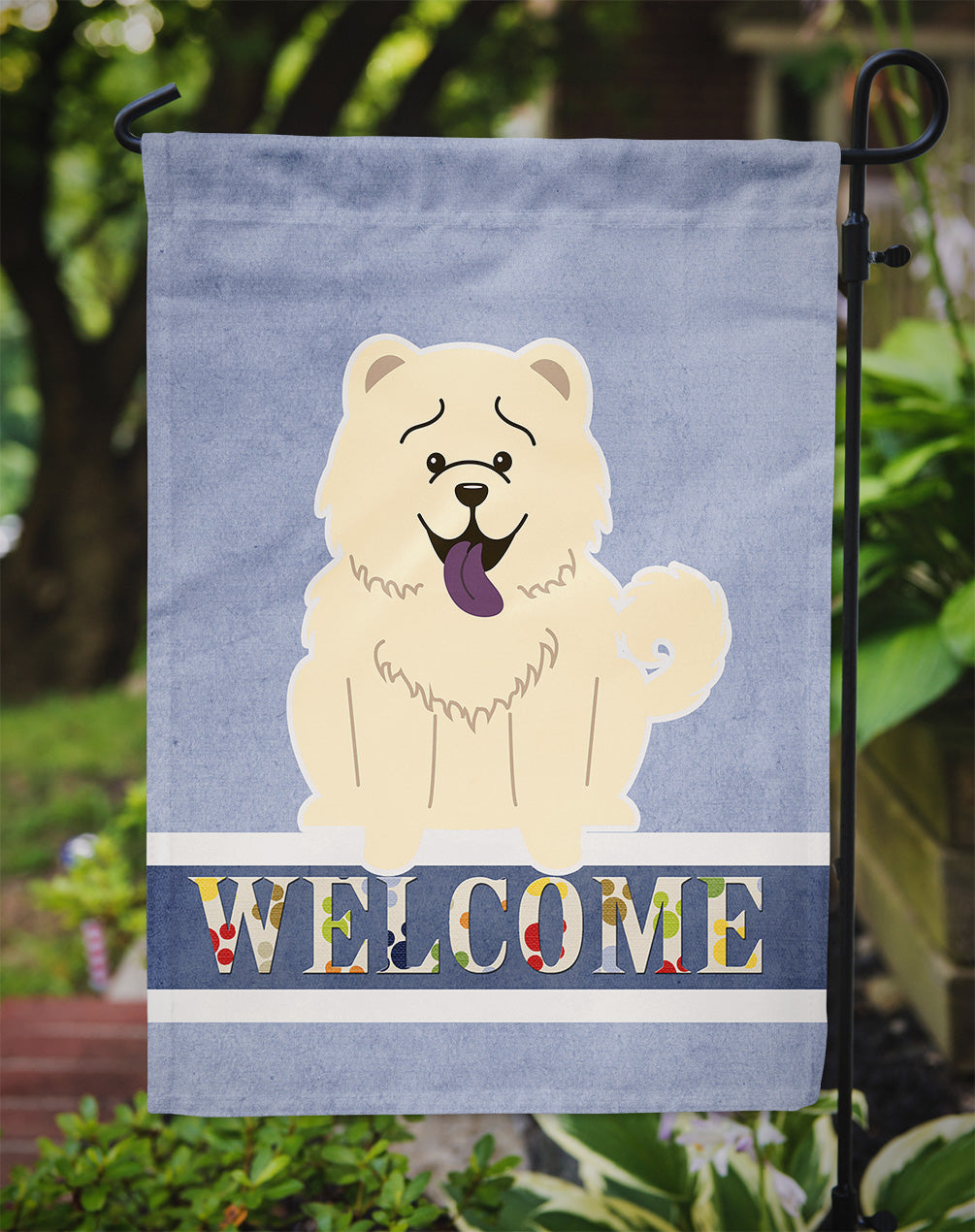 Chow Chow White Welcome Garden Flag Mailbox Decorative Yard Banner Outside Patio Artwork for Flower Beds, Garden Size, Multicolor