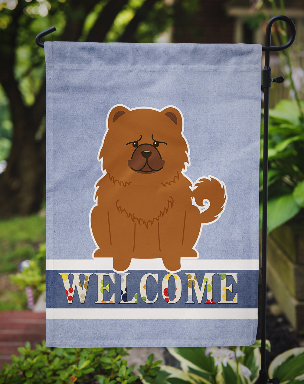 Chow Chow Red Welcome Garden Flag Mailbox Decorative Yard Banner Outside Patio Artwork for Flower Beds, Garden Size, Multicolor